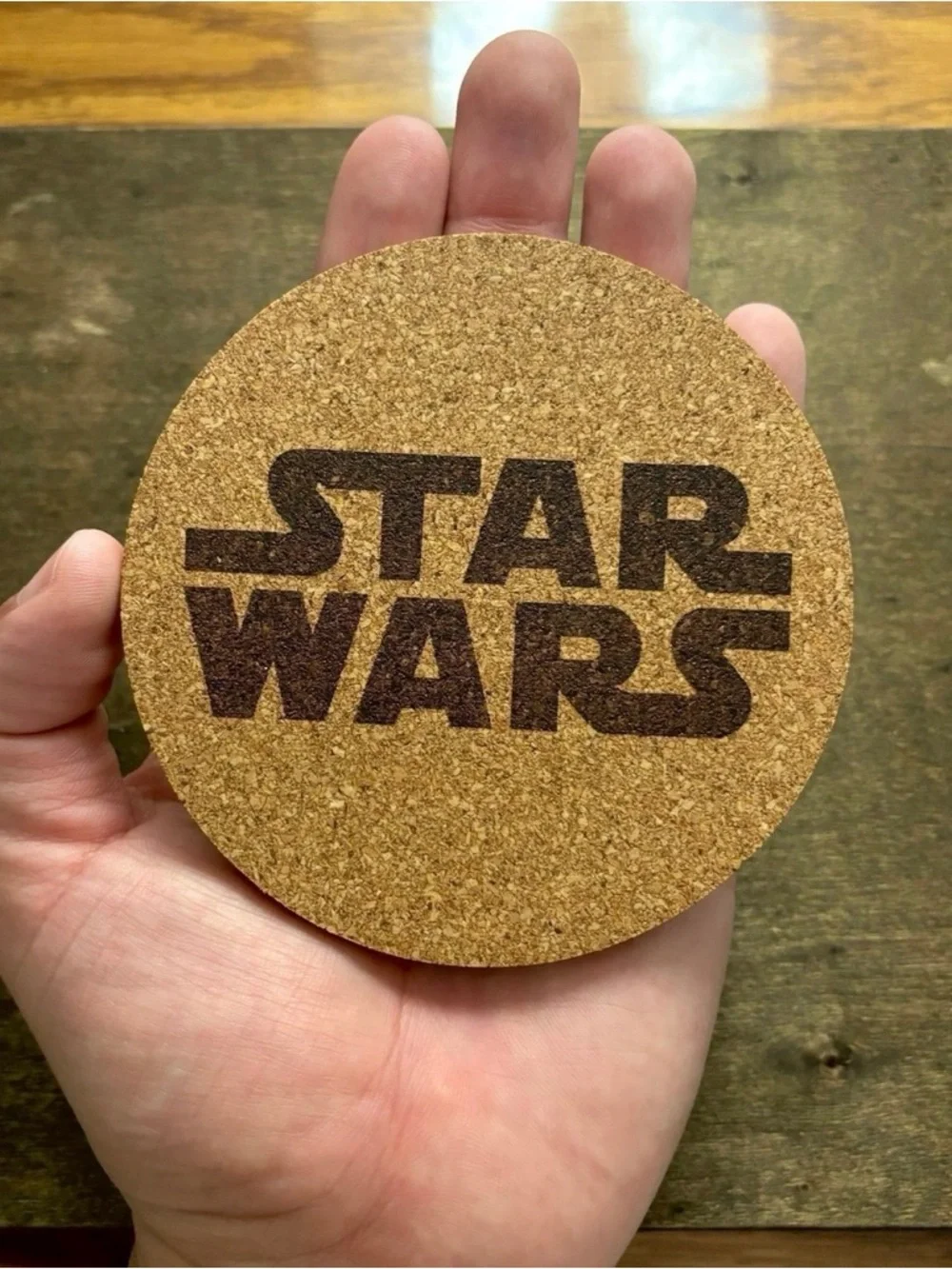 Star Wars Logo Laser Engraved Cork Coaster